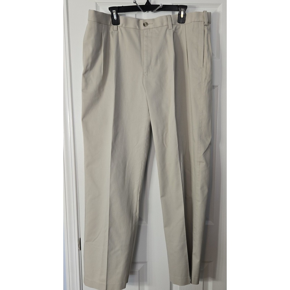 Savane Mens Khakis Pants Size 38 X 32 Beige Pleated Front